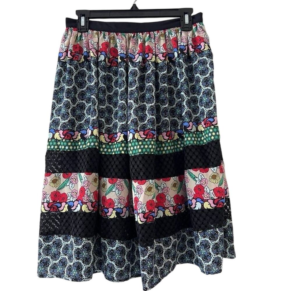 Disney Alice Through The Looking Glass Patchwork Floral Midi Skirt Boho M lace - Picture 2 of 6